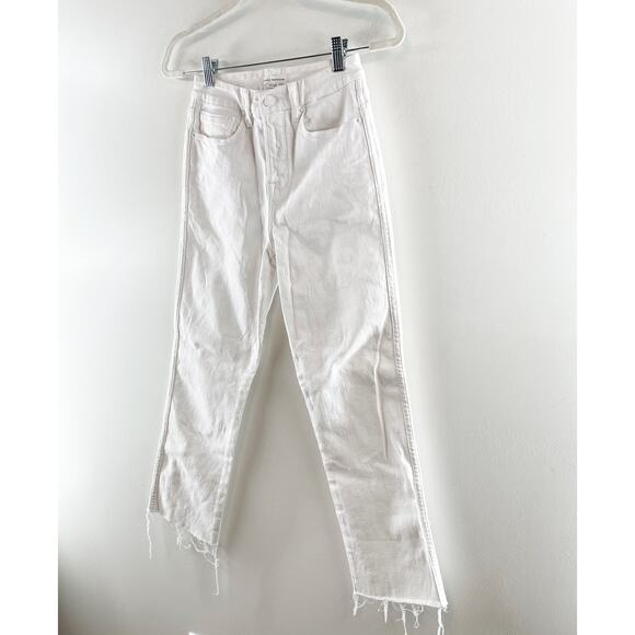 Good American Good Icon High Rise Frayed Hem Straight Jeans Cloud White 2 / 26 - Picture 7 of 10